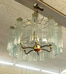 Glass Rod and Beveled Glass panel Chandelier